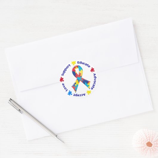 Autisme Ronde Sticker (Envelop)