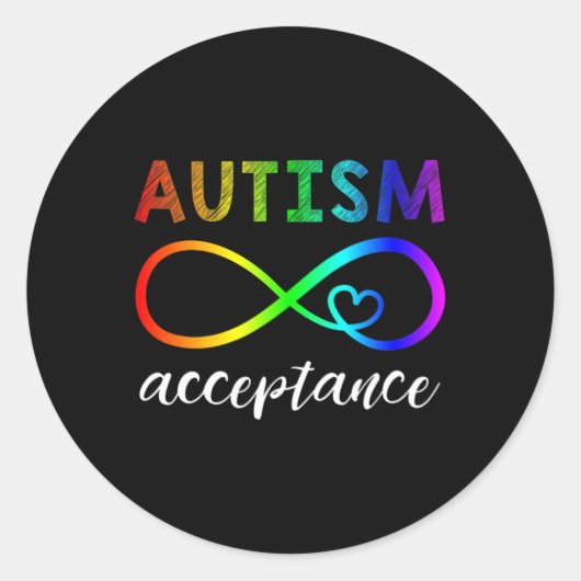 Autisme - Rood in plaats van oneindig - Aanvaardin Ronde Sticker (Voorkant)