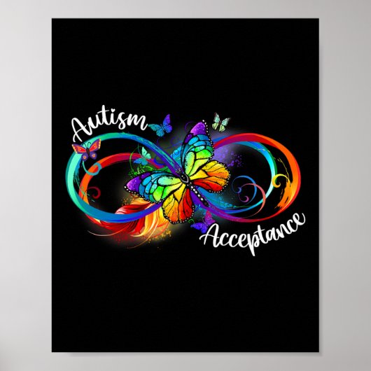 Autisme rood in plaats van oneindig symbool autist poster (Voorkant)