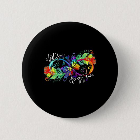 Autisme rood in plaats van oneindig symbool autist ronde button 5,7 cm (Voorkant)