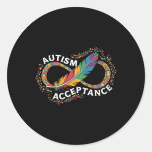 Autisme rood in plaats van oneindig symbool autist ronde sticker