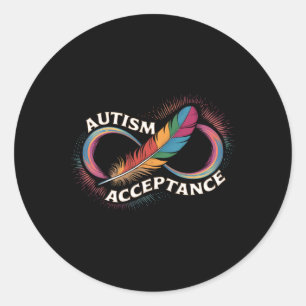 Autisme rood in plaats van oneindig symbool autist ronde sticker
