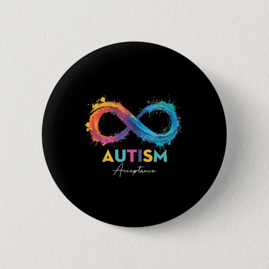 Autisme Rood In Plaats Van Oneindigheidssymbool Au Ronde Button 5,7 Cm (Voorkant)