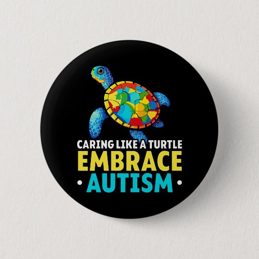 Autisme Schildpad Autistische puzzel Autisme Aware Ronde Button 5,7 Cm (Voorkant)
