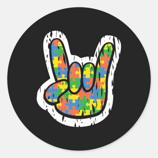 Autisme schommelende hand handicaps maand ronde sticker (Voorkant)