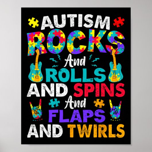 Autisme schommelt en rolt en spint het bewustzijn poster (Voorkant)