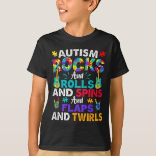 Autisme schommelt en rolt en spint het bewustzijn t-shirt