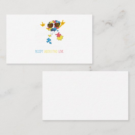 Autisme sensibiliserende shirten Autism shirten vo Visitekaartje (Voorkant / Achterkant)