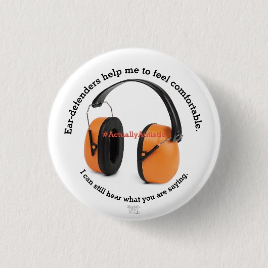 Autisme/sensory/Ear-defenders Bewustmaking — Oranj Ronde Button 3,2 Cm (Voorkant)