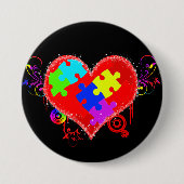 Autisme Shining Heart Ronde Button 7,6 Cm (Voorkant)
