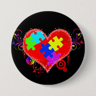 Autisme Shining Heart Ronde Button 7,6 Cm