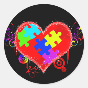 Autisme Shining Heart Ronde Sticker