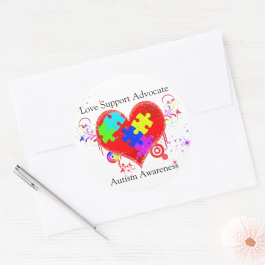 Autisme Shining Heart Ronde Sticker (Envelop)
