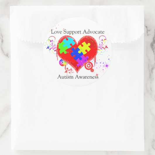 Autisme Shining Heart Ronde Sticker (Tas)