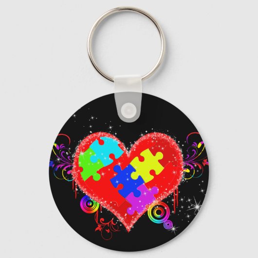 Autisme Shining Heart Sleutelhanger (Voorkant)