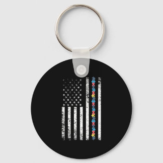 Autisme Shirt American Flag Puzzle Sleutelhanger