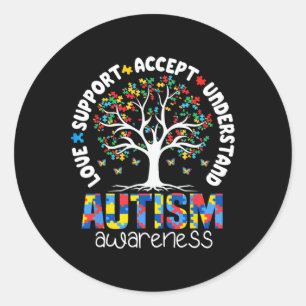 Autisme Shirt Liefde Accepteren Steun Autistisch A Ronde Sticker