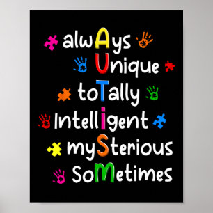 Autisme Shirten Altijd Uniek Helemaal Intelligent Poster