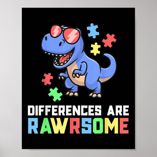 Autisme Shirten voor Jongens Dinosaur Trex Awarene Poster (Voorkant)
