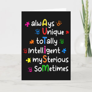 Autisme Shirts Altijd Uniek Totally Intelligent Mi Kaart