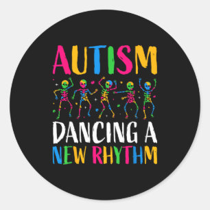 Autisme Skelet Dansende Ritme Autisme Ronde Sticker