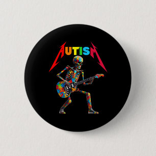 Autisme Skelet Gitaar Rock Muziek Liefhebber Autis Ronde Button 5,7 Cm