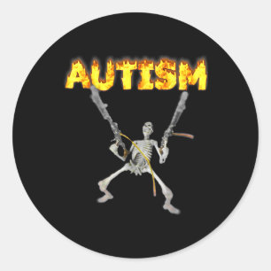 Autisme Skelet Grappig Abnormaal Specifiek Dank Me Ronde Sticker
