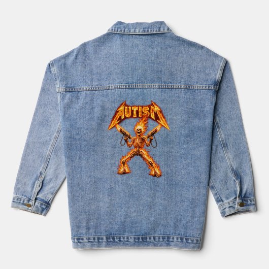 Autisme Skelet Grappig Oneven Specifiek Dank Meme Denim Jacket (Achterkant)