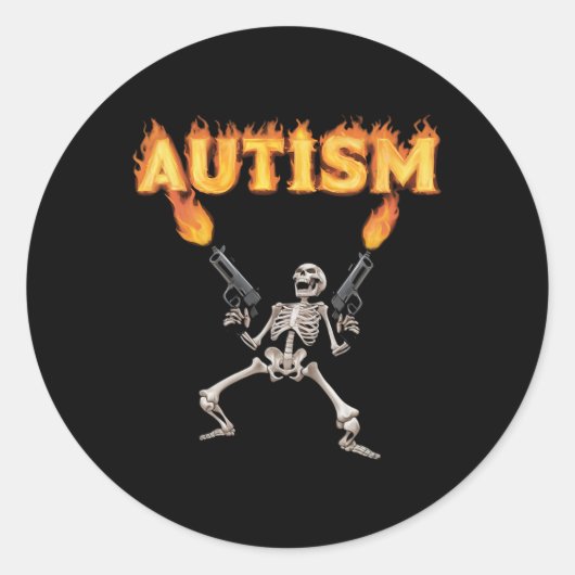 Autisme Skelet Grappig Vreemd Specifiek Dank Meme Ronde Sticker (Voorkant)