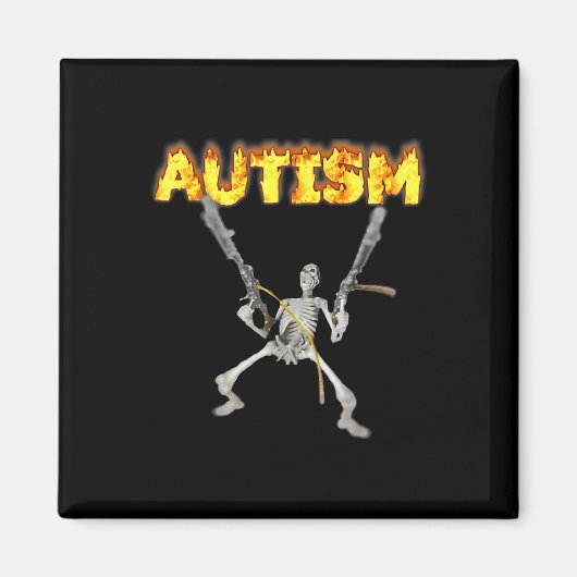 Autisme skelet meme magneet (Voorkant)