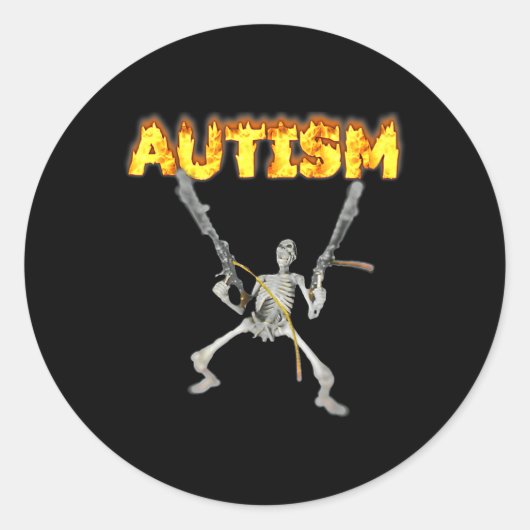 Autisme skelet meme ronde sticker (Voorkant)