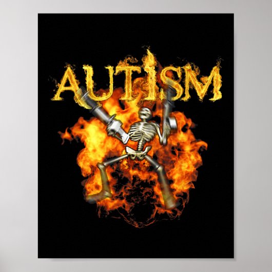 Autisme Skelet Pistolen Funny Fire Botten Spooky Poster (Voorkant)
