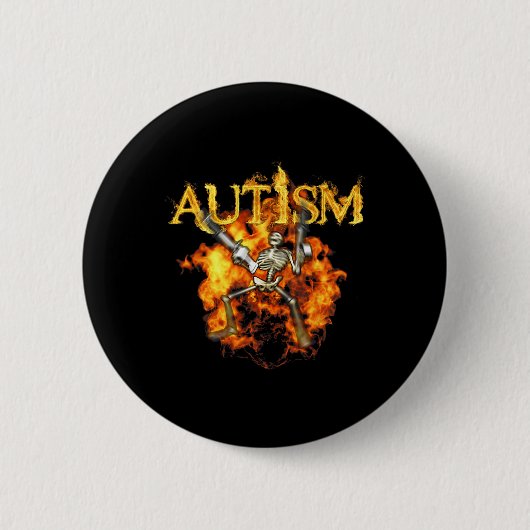 Autisme Skelet Pistolen Funny Fire Botten Spooky Ronde Button 5,7 Cm (Voorkant)