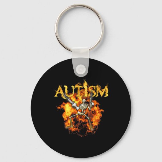 Autisme Skelet Pistolen Funny Fire Botten Spooky Sleutelhanger (Voorkant)