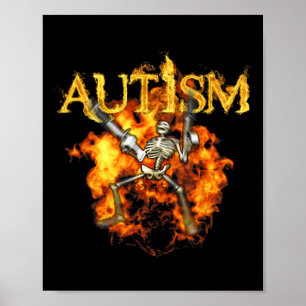 Autisme Skelet Pistolen Grappig Vuur Botten Grieze Poster