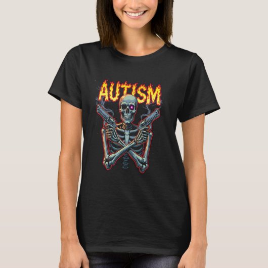 AUTISME skelet pistolen T-shirt (Voorkant)