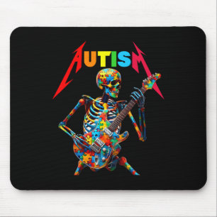 Autisme Skeleton Gitaarspeler Rock Muziek Autisme Muismat