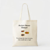 Autisme slaapt nooit tote bag (Voorkant)