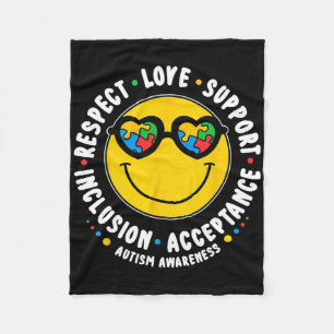 Autisme Smile Face Mannen Vrouwen Jongens Meisjes Fleece Deken