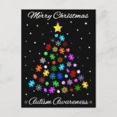 Autisme Sneeuwvlok Kerstboom Feestdagenkaart (Voorkant)