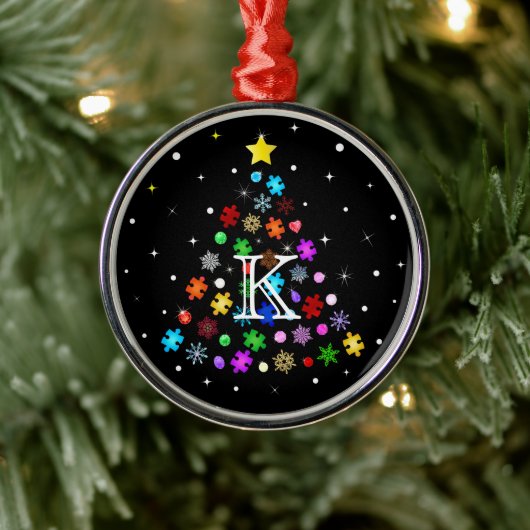 Autisme Sneeuwvlok Kerstboom Metalen Ornament (Boom)