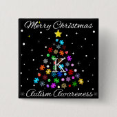Autisme Sneeuwvlok Kerstboom Vierkante Button 5,1 Cm (Voorkant)