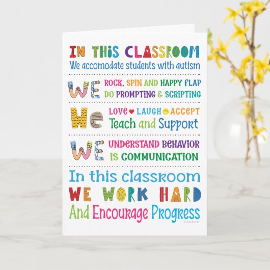 Autisme Speciale Ed Leraar Waardering Kaart (Gele Bloem)