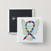 Autisme Spectrum Disorder Angel Puzzle Ribbon Pin Vierkante Button 5,1 Cm (Voorkant /achterkant)
