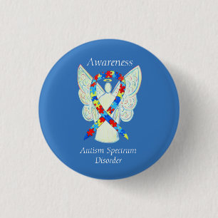 Autisme Spectrum Disorder Angel Puzzle Ribbon Pins Ronde Button 3,2 Cm