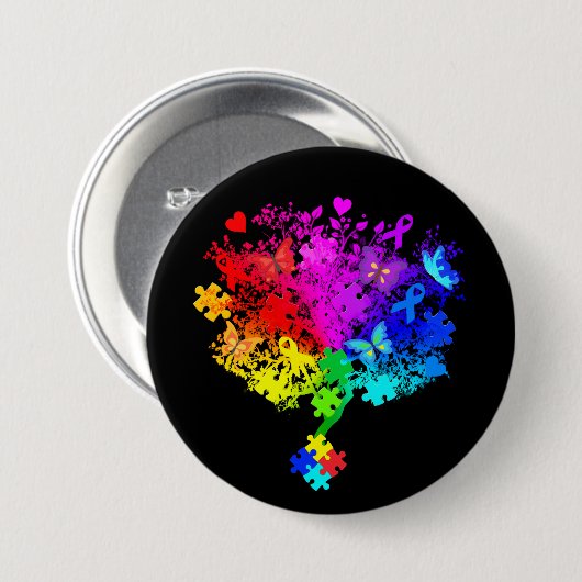 Autisme Spectrum Tree Ronde Button 7,6 Cm (Voorkant /achterkant)