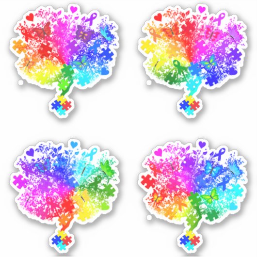 Autisme Spectrum Trees Sticker (Voorkant)