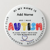 Autisme Speld ID Neurodiversiteitsclub Ronde Button 4,0 Cm (Voorkant)