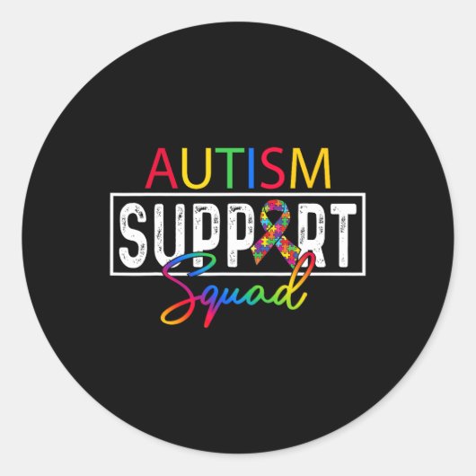 Autisme Squad Bewustzijn Autisme Steun Team Groep Ronde Sticker (Voorkant)