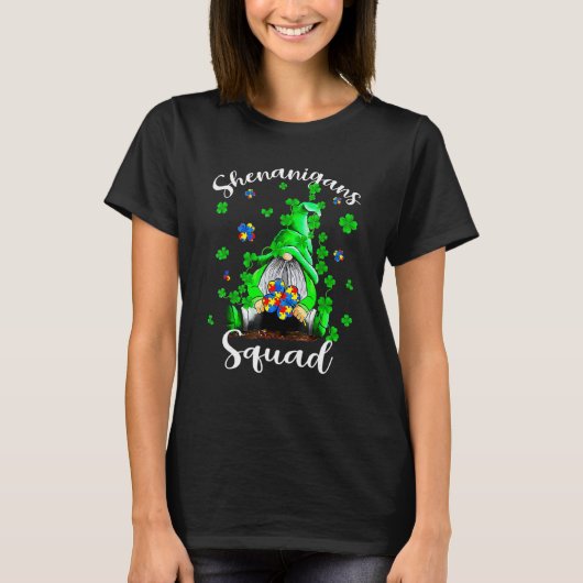 Autisme St Patrick's Day Shenanigans Squad Gnomes T-shirt (Voorkant)
